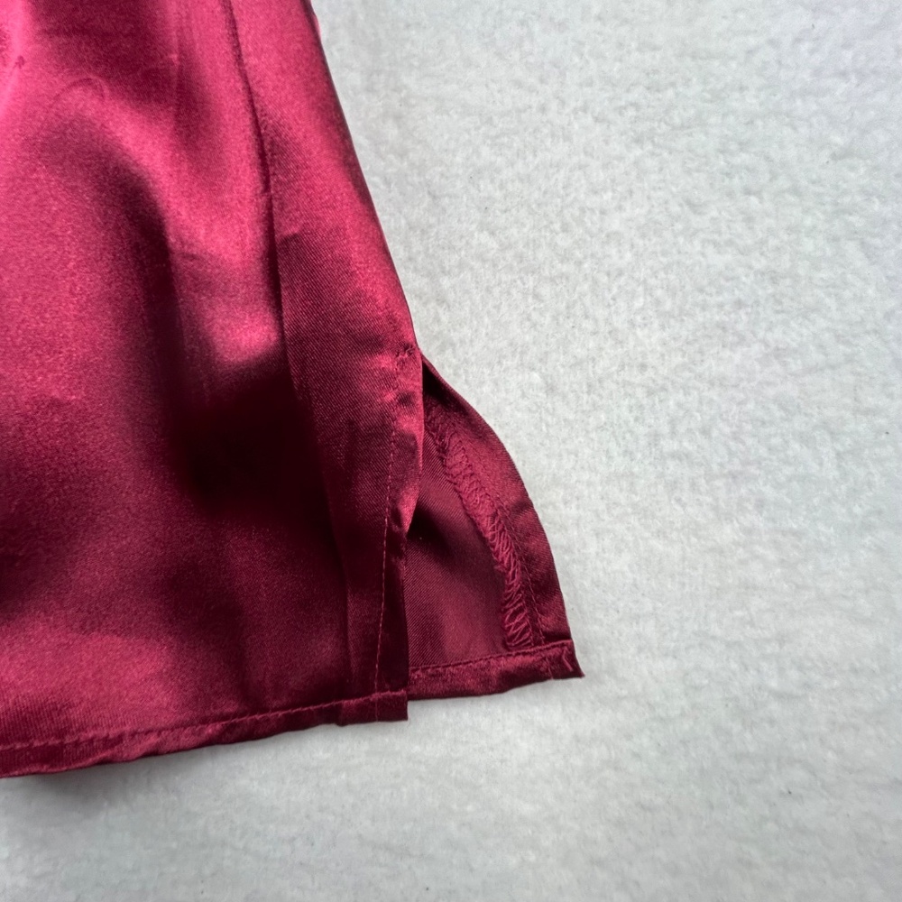 Rave women’s Large Sleeveless Embroidered Camisole-style Satin Top Burgundy Red - Picture 10 of 14